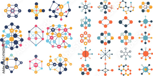 Biology connecting logos, dna connect diagram, molecules interaction