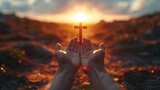 Woman's hand with cross. Concept of hope, faith, christianity, religion, church online. religion Concept