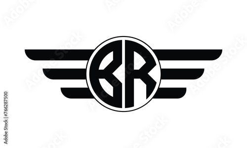 BR initial letter circle wings icon gaming logo design vector template. batman logo, sports logo, monogram, polygon, war game, symbol, playing logo, abstract, fighting, typography, minimal, wings logo