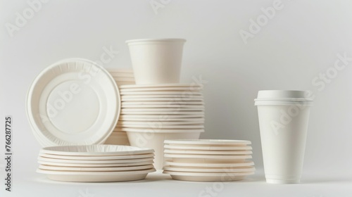 Eco-Friendly Disposable Tableware Collection. Generative ai photo