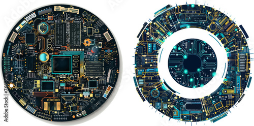 Circuit board circle frames - programming science, computer system elements