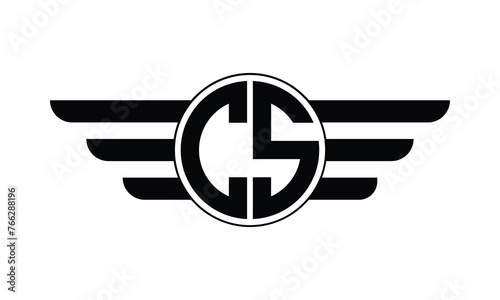 CS initial letter circle wings icon gaming logo design vector template. batman logo, sports logo, monogram, polygon, war game, symbol, playing logo, abstract, fighting, typography, minimal, wings logo