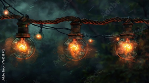 Group of Light Bulbs Hanging on Line