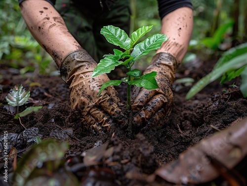 Sustainable Environmental Conservation: Planting Young Tree