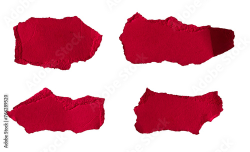 red pieces of paper on white isolated background