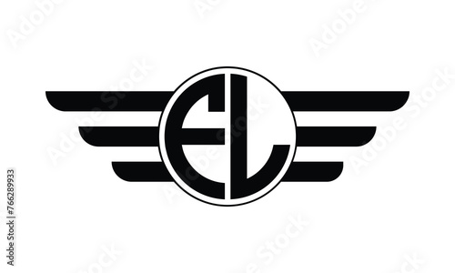 FL initial letter circle wings icon gaming logo design vector template. batman logo, sports logo, monogram, polygon, war game, symbol, playing logo, abstract, fighting, typography, minimal, wings logo