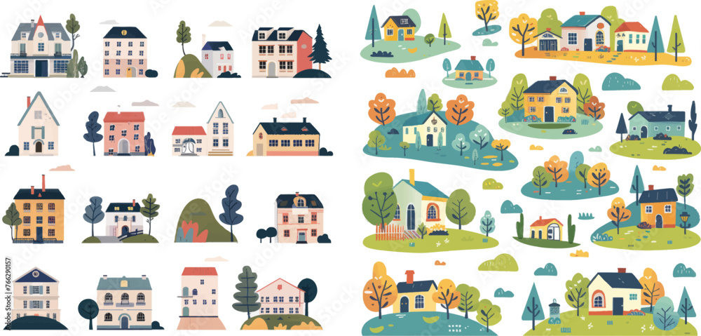Minimalist town views, city house district