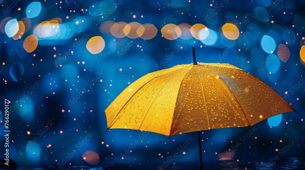 Yellow Umbrella With Water Droplets