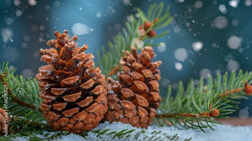 Two Snow-Covered Pine Cones