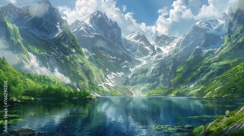 Mountain Lake Surrounded by Mountains