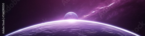 Planet image  unreal galaxy image purple background with space for design