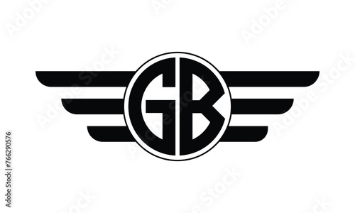 GB initial letter circle wings icon gaming logo design vector template. batman logo, sports logo, monogram, polygon, war game, symbol, playing logo, abstract, fighting, typography, minimal, wings logo