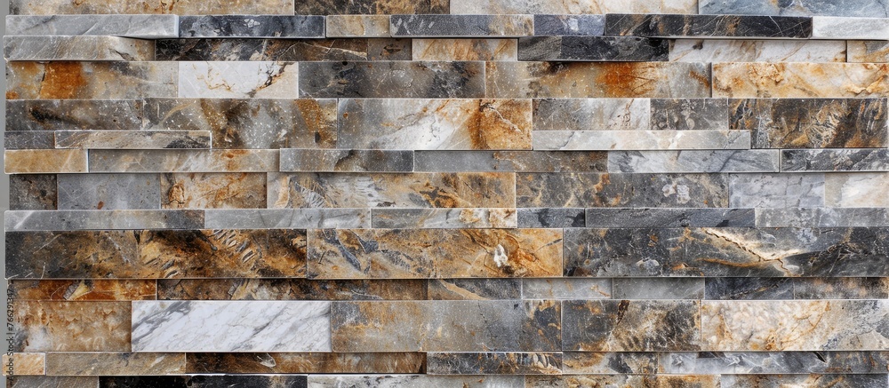 A detailed close up of a stone wall with a brick pattern showcasing intricate brickwork and building material. The facade is a beautiful blend of art and composite materials in rectangular shapes A detailed close up of a stone wall with a brick pattern showcasing intricate brickwork and building material. The facade is a beautiful blend of art and composite materials in rectangular shapes
