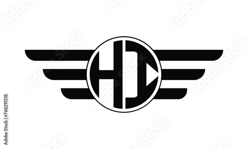 HI initial letter circle wings icon gaming logo design vector template. batman logo, sports logo, monogram, polygon, war game, symbol, playing logo, abstract, fighting, typography, minimal, wings logo