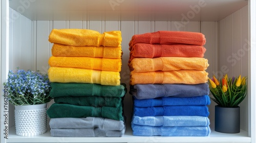 Shelf Filled With Folded Towels