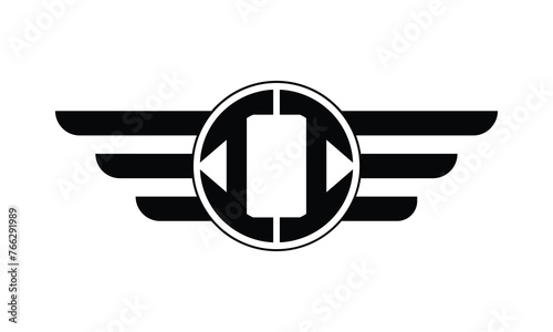 II initial letter circle wings icon gaming logo design vector template. batman logo, sports logo, monogram, polygon, war game, symbol, playing logo, abstract, fighting, typography, minimal, wings logo