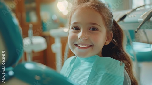 Smiling Little Girl Sitting in Chair