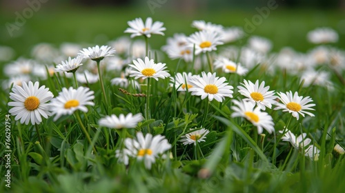 Field of White Daisies in Grass