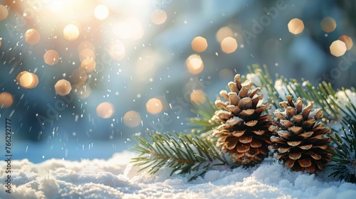 Two Snow-Covered Pine Cones