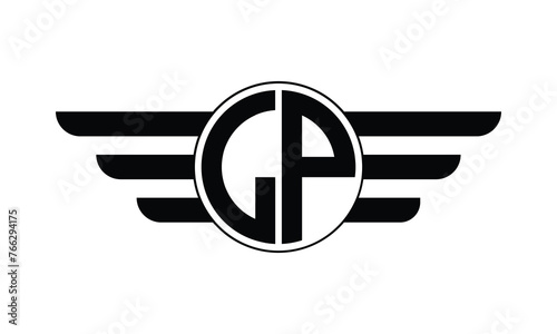 LP initial letter circle wings icon gaming logo design vector template. batman logo, sports logo, monogram, polygon, war game, symbol, playing logo, abstract, fighting, typography, minimal, wings logo