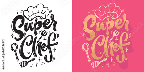 Cute hand drawn doodle lettering quote about cooking. 100% vector