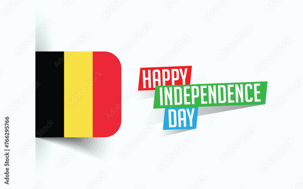 Obraz premium Happy Independence Day of Belgium Vector illustration, national day poster, greeting template design, EPS Source File 