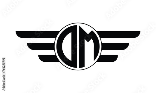 OM initial letter circle wings icon gaming logo design vector template. batman logo, sports logo, monogram, polygon, war game, symbol, playing logo, abstract, fighting, typography, minimal, wings logo