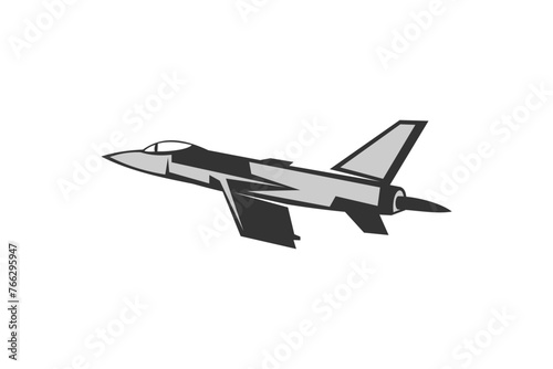 American cold war fighter plane vector illustration. simple aircraft logo, military equipment.
