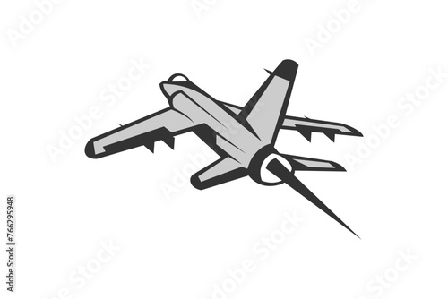 American cold war fighter plane vector illustration. simple aircraft logo, military equipment.
