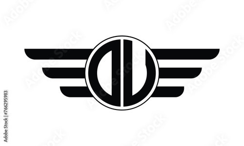 OU initial letter circle wings icon gaming logo design vector template. batman logo, sports logo, monogram, polygon, war game, symbol, playing logo, abstract, fighting, typography, minimal, wings logo