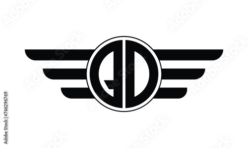 QO initial letter circle wings icon gaming logo design vector template. batman logo, sports logo, monogram, polygon, war game, symbol, playing logo, abstract, fighting, typography, minimal, wings logo