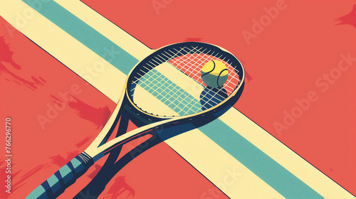Abstract minimalist illustration of colorful tennis photo