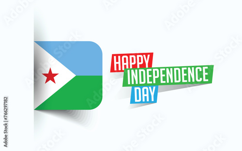 Happy Independence Day of Djibouti Vector illustration, national day poster, greeting template design, EPS Source File
