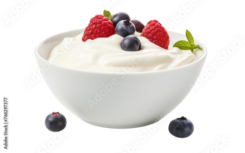 Regular Yogurt in a Clean Setting Isolated on Transparent Background PNG.