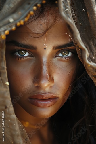 Sad young Indian woman photo