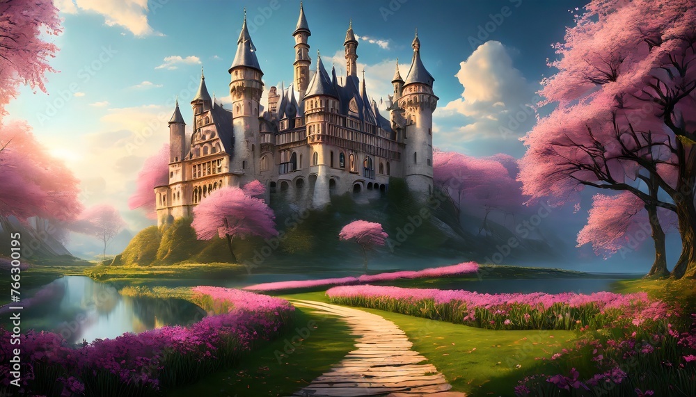 fairy tale castle - obrazy, fototapety, plakaty 