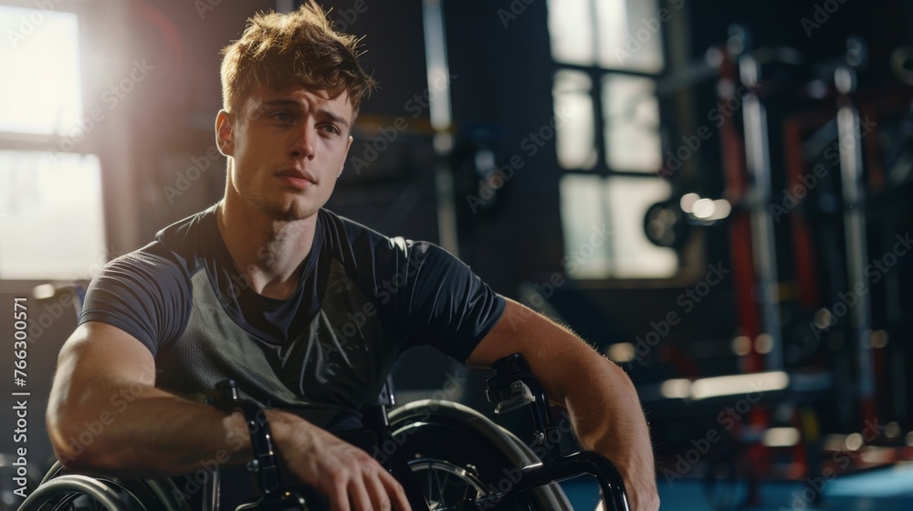 Young male athlete with a disability in a wheelchair Young male athlete with a disability in a wheelchair