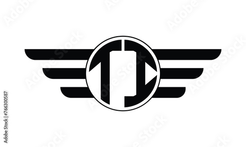 TI initial letter circle wings icon gaming logo design vector template. batman logo, sports logo, monogram, polygon, war game, symbol, playing logo, abstract, fighting, typography, minimal, wings logo