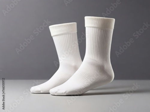  a mockup featuring a pair of stylish socks showcased against a clean, minimalist background
