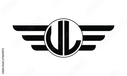 UL initial letter circle wings icon gaming logo design vector template. batman logo, sports logo, monogram, polygon, war game, symbol, playing logo, abstract, fighting, typography, minimal, wings logo
