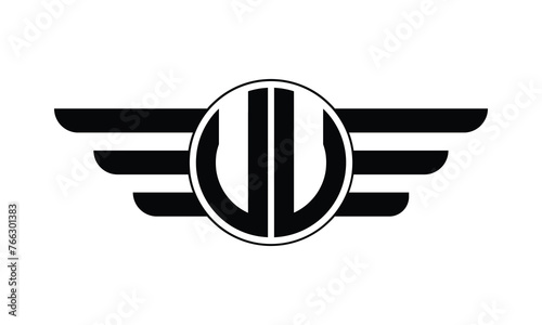 UU initial letter circle wings icon gaming logo design vector template. batman logo, sports logo, monogram, polygon, war game, symbol, playing logo, abstract, fighting, typography, minimal, wings logo