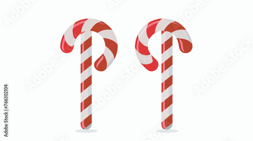 No or Stop. Christmas candy icon. Cane lollypop sign.