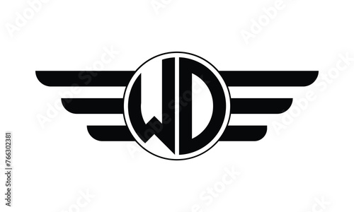 WO initial letter circle wings icon gaming logo design vector template. batman logo, sports logo, monogram, polygon, war game, symbol, playing logo, abstract, fighting, typography, minimal, wings logo