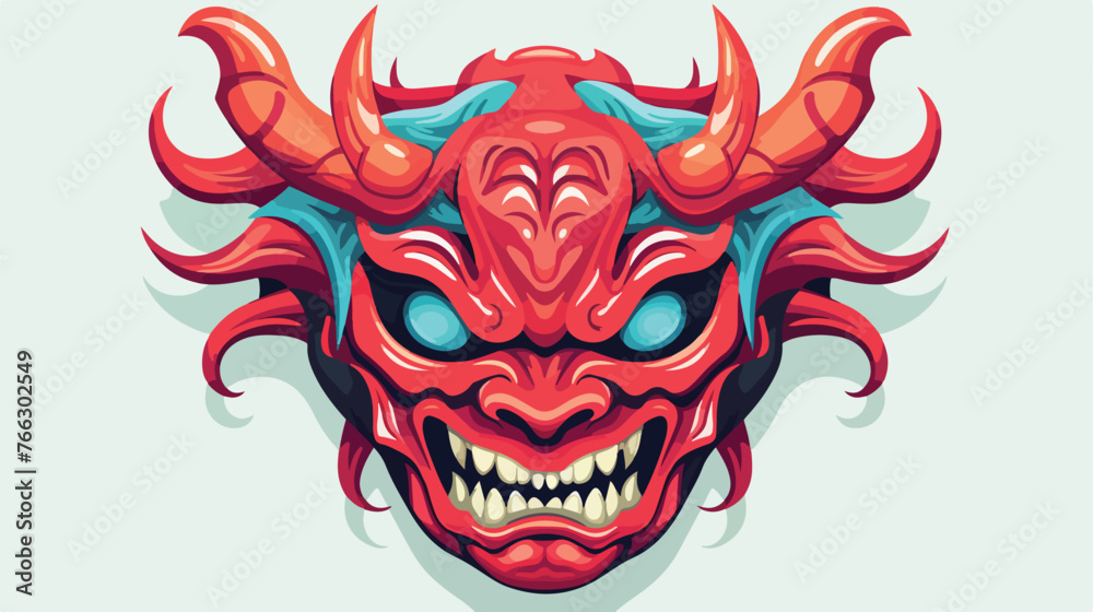 Oni mask design for commercial use Flat vector 