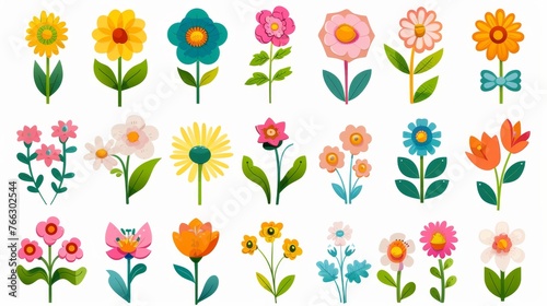 Pattern with white flower icons