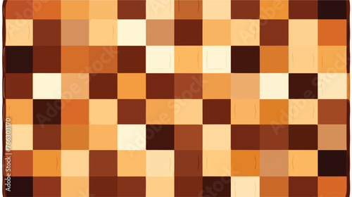 Patchwork quilt made of brown cells. Quilted fabric.