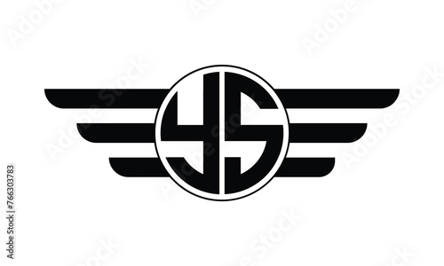 YS initial letter circle wings icon gaming logo design vector template. batman logo, sports logo, monogram, polygon, war game, symbol, playing logo, abstract, fighting, typography, minimal, wings logo