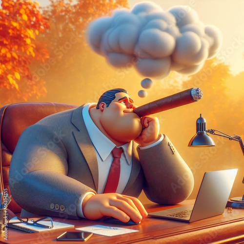businessman smoking cigar and thinking