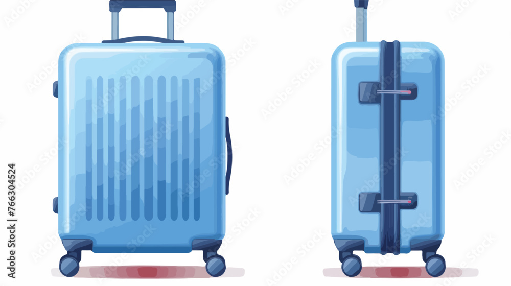 Regular blue polycarbonate suitcase isolated on white