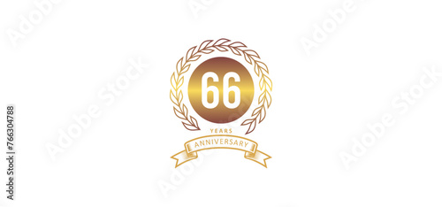 66st anniversary logo with gold, and white background